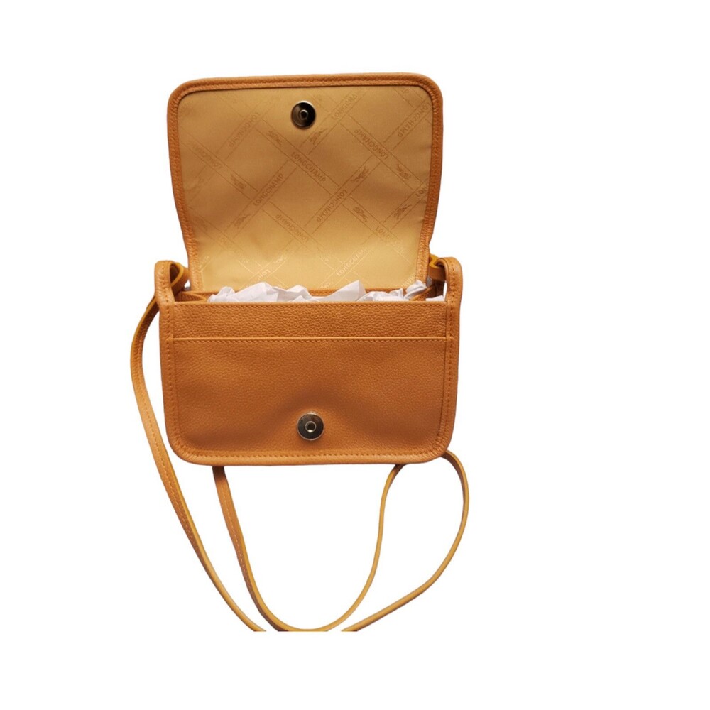 NEW Longchamp Le Foulonné Leather Wallet Crossbody Bag Saffron / Mustard Yellow - Picture 2 of 8